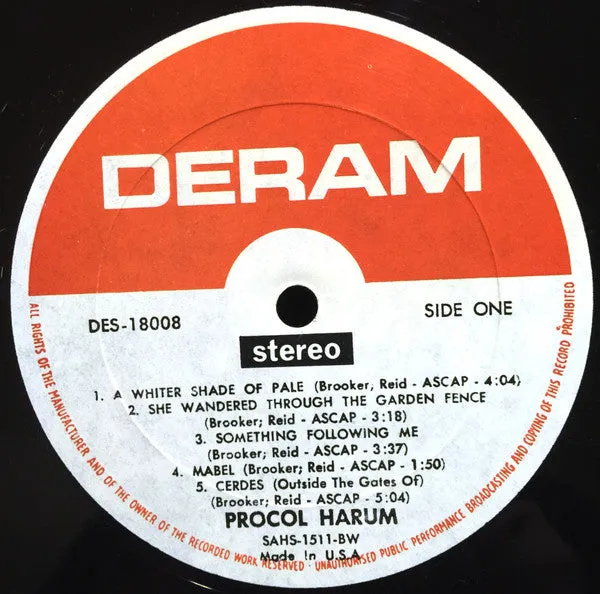 Procol Harum Procol Harum LP vinile USA stereo VG+