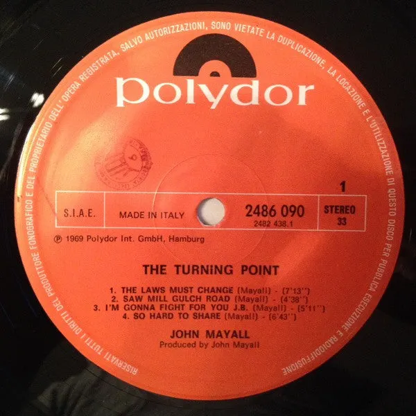 John Mayall The Turning Point LP ristampa live NM