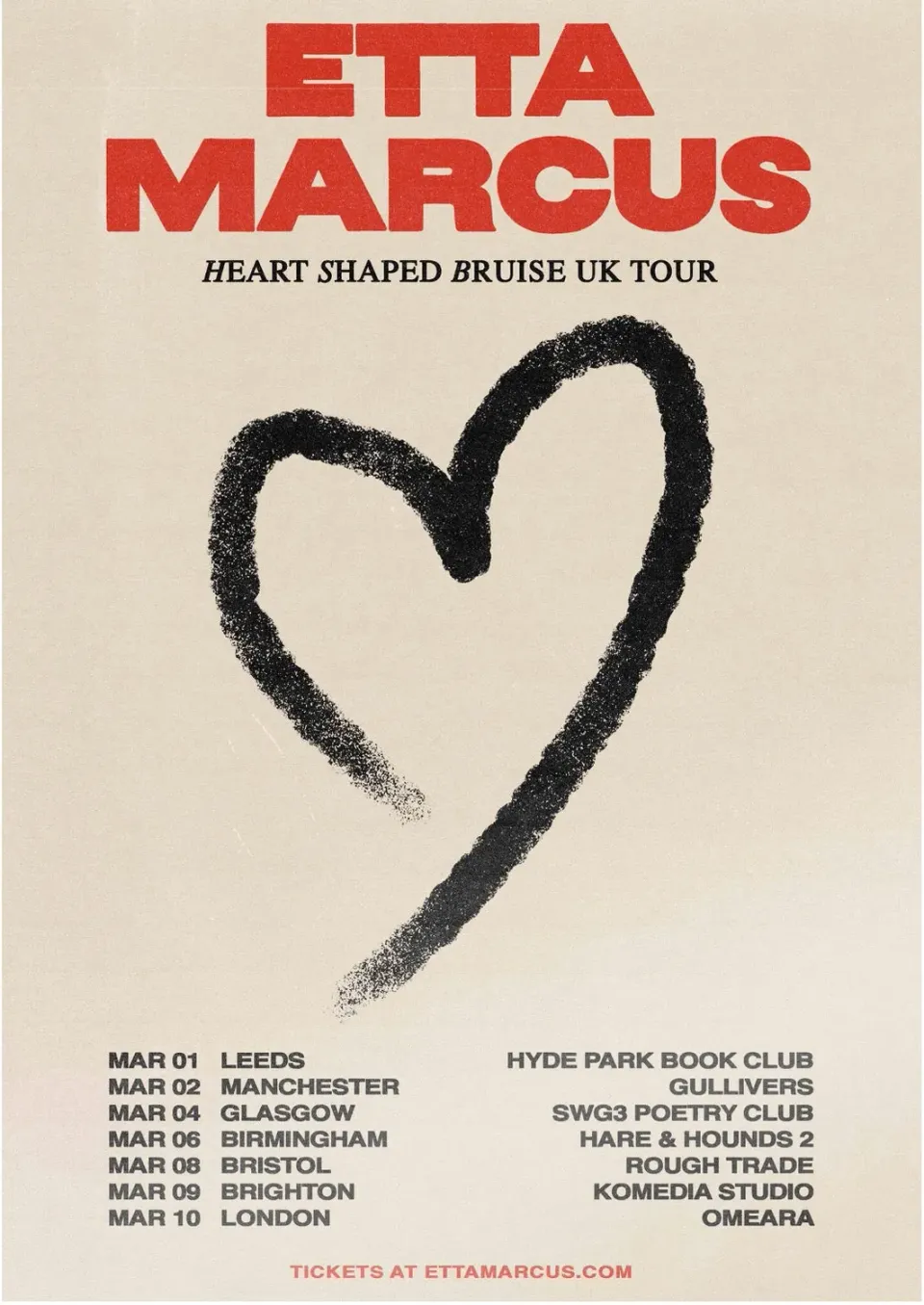 Polydor Records Etta Marcus Heart Tour poster A2 edizione limitata
